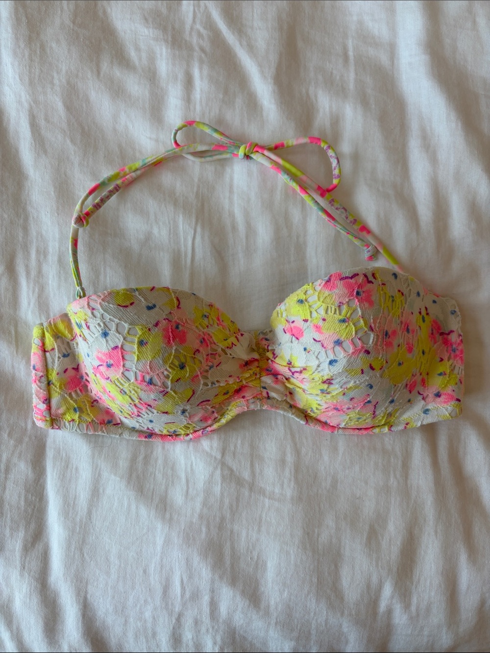 Floral Lace Bandeau Bikini Top